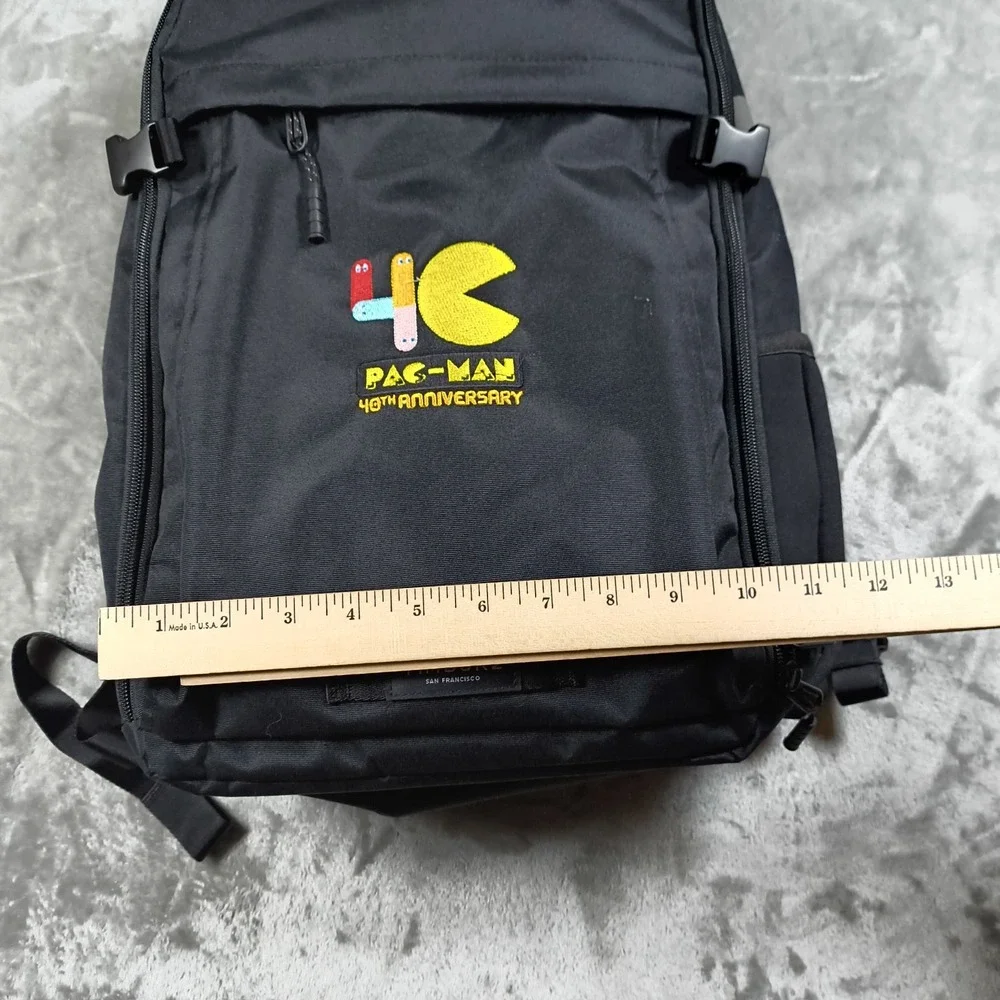 Timbuk2 Division Laptop Backpack‎ OS Black Pac Man Embroidered Padded Travel Bag